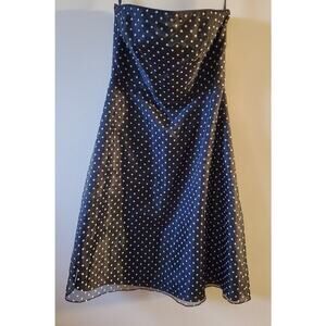 Alfred Angelo Black White Polka Dot Boned Strapless Dress Size 14 LB-FE3001